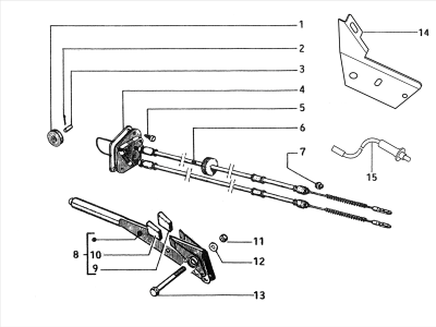 Levers group - hand brake transm.